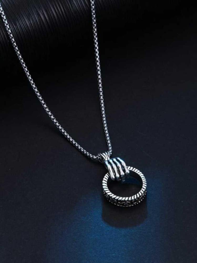 Elegant Ring-Shaped Pendant for Women/Men | Adjustable Alloy Necklace with Artificial Stones – Stylish Everyday Jewelry Gift