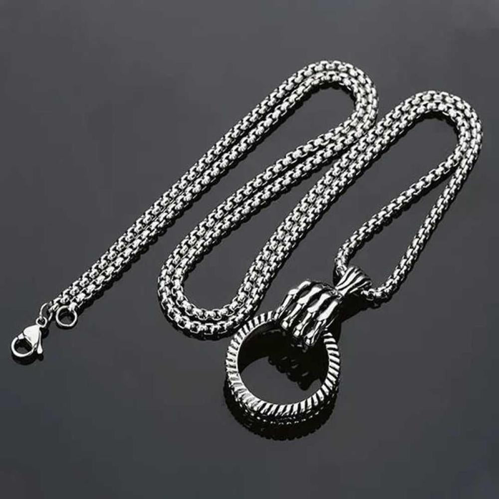 Elegant Ring-Shaped Pendant for Women/Men | Adjustable Alloy Necklace with Artificial Stones – Stylish Everyday Jewelry Gift