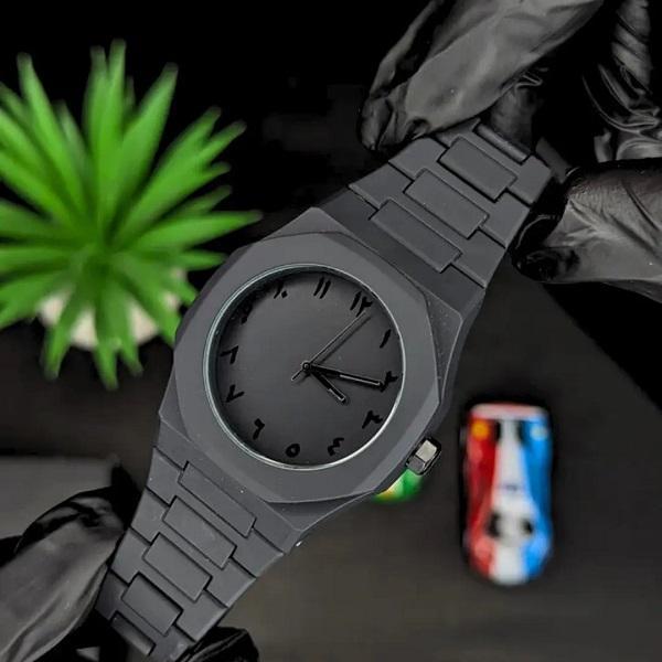 Arabic Aura Matte Black Minimalist Watch | Unisex Ultra-Light Butterfly Clasp | Japanese Quartz Movement