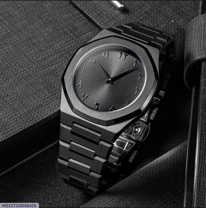 Arabic Aura Matte Black Minimalist Watch | Unisex Ultra-Light Butterfly Clasp | Japanese Quartz Movement