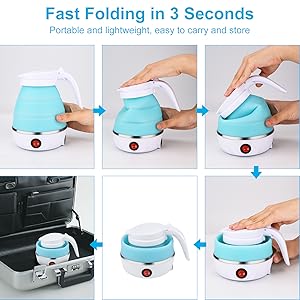 Fast Water Boiling 600 Ml Portable Kettle Travel Kettle Foods Boils Quickly Silicone Small Collapsible Foldable Electric Sports Bottle (Random Color)