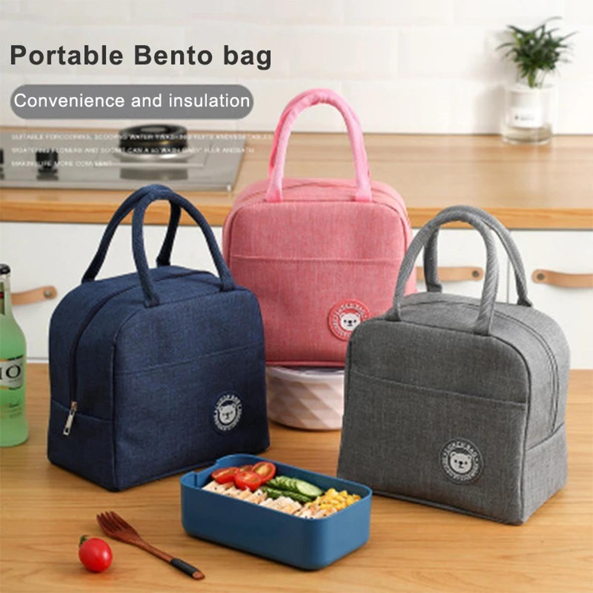 Portable Thermal Insulated Lunch Bag – Stylish & Durable Lunch Box Tote Cooler for Men & Women | Perfect for School, Office, Outing & Picnic (Random Color)