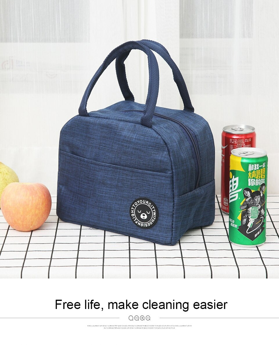 Portable Thermal Insulated Lunch Bag – Stylish & Durable Lunch Box Tote Cooler for Men & Women | Perfect for School, Office, Outing & Picnic (Random Color)