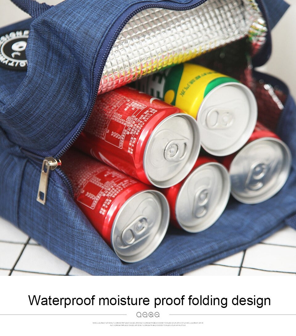 Portable Thermal Insulated Lunch Bag – Stylish & Durable Lunch Box Tote Cooler for Men & Women | Perfect for School, Office, Outing & Picnic (Random Color)